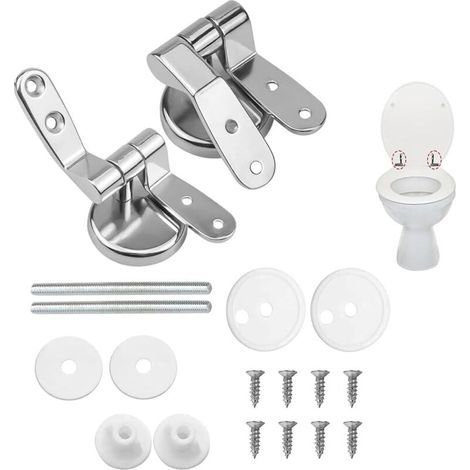 Attaches Charnière Abattant WC, Lot de 2 Charnières de Rechange pour Lunette de Toilette avec Fixations en Alliage,charniere abattant wc (1/5)