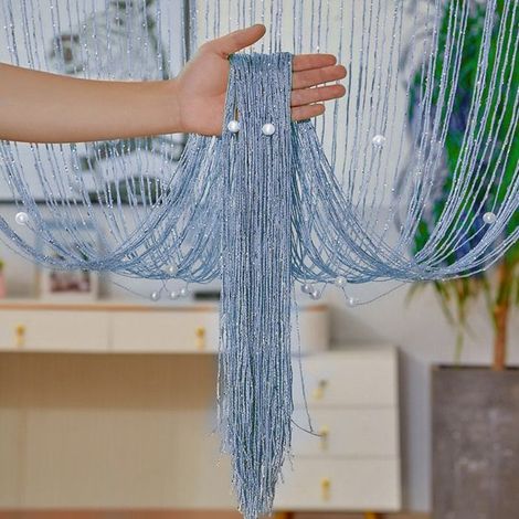 Rideau de porte - Rideau de perles - Rideau anti-mouches de luxe et rideau décoratif - Design moderne - 100 x 200 cm - Gris (1/4)