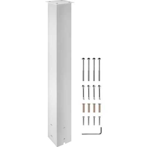 Poteau de boîte aux lettres, 110 cm, support de boîte aux lettres, avec revêtement en poudre blanc, en acier Q235, pour trottoirs et bordures de rue, universel pour boîte aux lettres extérieure (1/5)