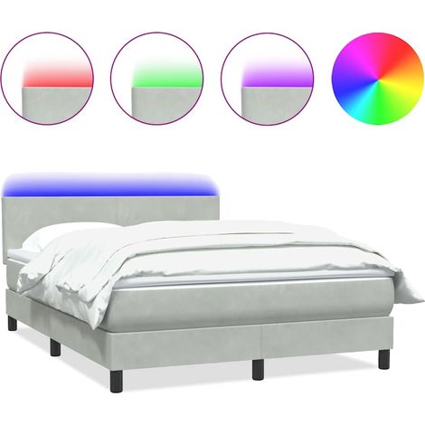 Maison Exclusive - Sommier à lattes de lit et matelas et LED gris clair 160x220cm velours