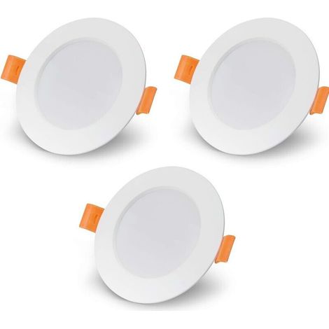 Lot de 3 Spots Encastrables LED Intégrés - IP 65 pour salle de bain - cons. 6W (eq. 50W) - 345 lumens - Blanc neutre-6000K