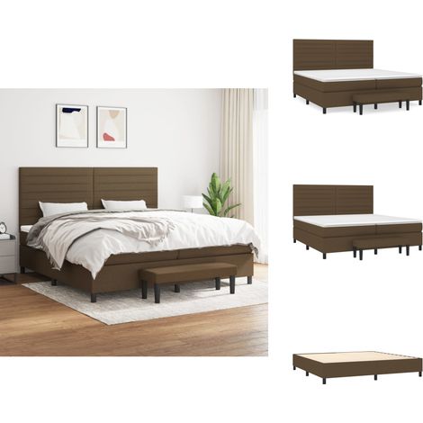 Boxspringbett mit Matratze Dunkelbraun 200x200 cm Stoff - Boxspringbett - Doppelbett - Bettenrahmen - Schlafsystem - Polsterbett (1/5)