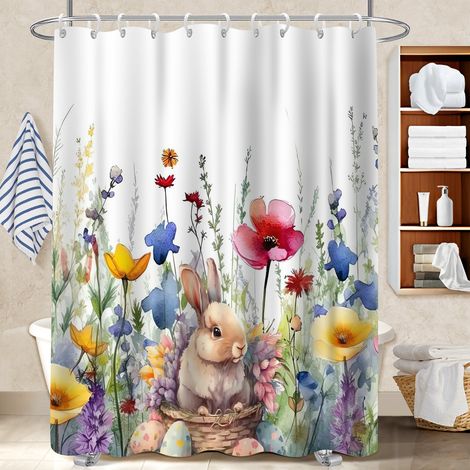 Voile de douche polyester 180x180 poids aux ourlets bâche de douche pour avec accessoires assortis (1/5)