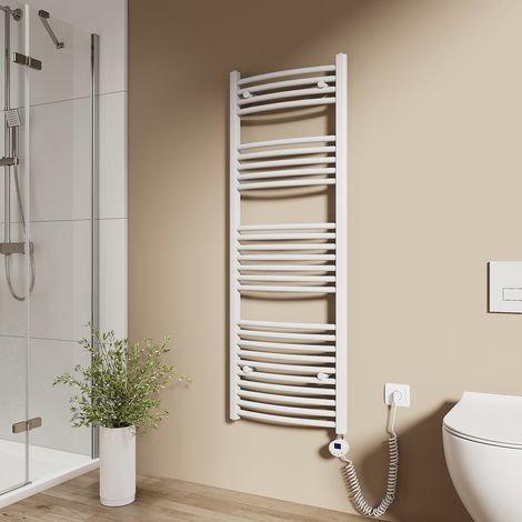 EMKE Elektrischer Handtuchheizkörper 140x50cm 600W Handtuchtrockner mit heizstab WLAN-fähig mit TUYA/Smart Life App, Google Home & Alexa, 4 Heizmodi, Fenstererkennung, Kindersicherung Strahlend weiß