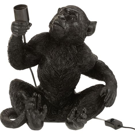 Lampe singe en résine noire 33 cm (1/3)