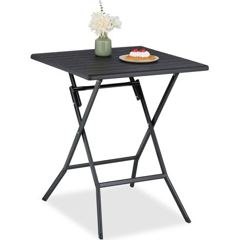 Relaxdays Klapptisch, klappbarer Camping Tisch, HxBxT: 73x62x62 cm, faltbarer Multifunktionstisch, Gartentisch, schwarz