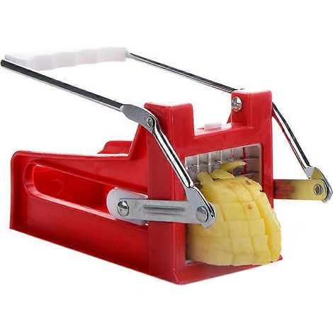 Coupe-frites en acier inoxydable pour pommes de terre et légumes, 2 lames, rouge-- (1/5)