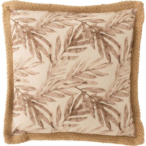 Coussin Déco Imprimé "Feuille" 49x49cm Naturel (1/2)