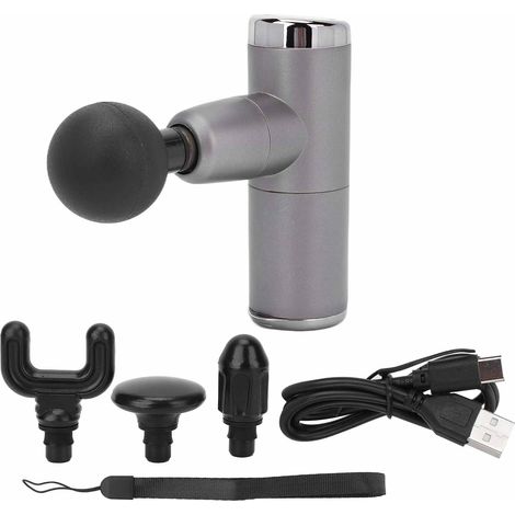 Pistolet de massage mini portable à percussion profonde, avec embout de massage et câble USB rechargeable, pour soulager les muscles du dos et des épaules (1/5)