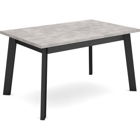 Skraut Home - Mesa Comedor, Mesa Fija Cocina y Salón, 140, Para 6 comensales, Patas de madera, Estilo Moderno, Gris Cemento (1/5)