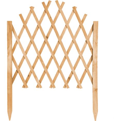 Recinzione Estensibile in Legno a Griglia 117x65 cm con Picchetti Pieghevole per Giardino e Aiuole Disponibile Verde, Naturale, Marrone Naturale