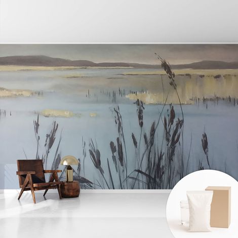 Fototapete - Tapete Vliestapete mit Kleber - Wandtapete Moderne Wandbild Schlafzimmer Wohnzimmer Ruhiger See 416x254 cm (1/5)