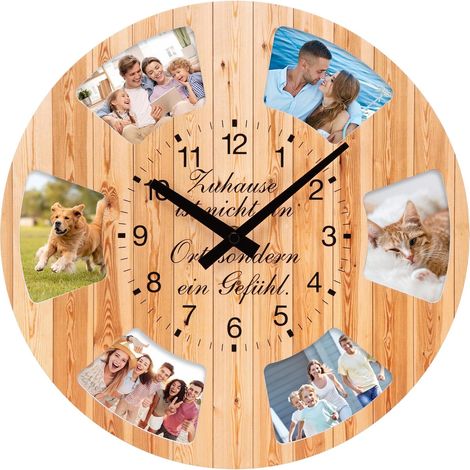 Silent Wall Clock with 6 Exchangeable Photos Wall Clock Modern Design Gift for Birthday, Birthday (1/5)