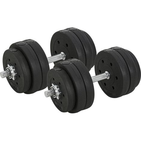 Set di manubri regolabili da 30 kg con dischi in acciaio e rivestimento PU nero HOMVRA (1/3)