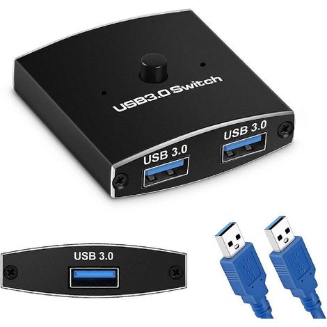 Commutateur HDMI 1 entrée/2 sorties ou 2 entrées/1 sortie avec sélecteur HDMI USB 3.0, commutateur bidirectionnel compatible avec les moniteurs, les ordinateurs portables et les consoles de jeux. (1/5)