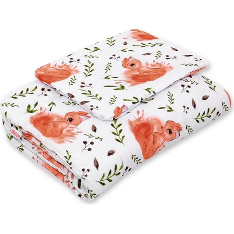 Juego de cama para bebé con relleno, 2 piezas, 75x100cm RECIÉN NACIDO - ardillas (1/2)