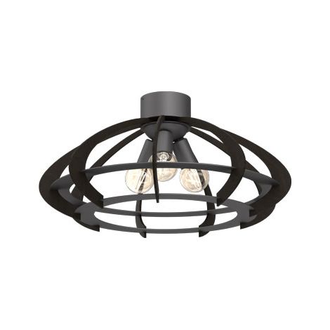 Plafonnier Orebo gris/noir bois métal 3xE27 15W Luminex