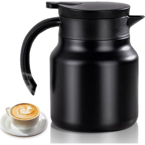 Allecto plus Thermoskanne mit Keramikeinsatz 1000 ml Kleine Teekanne für unterwegs Doppelwandig isolierter Edelstahl Herausnehmbares Sieb Für 86 86 (1/5)