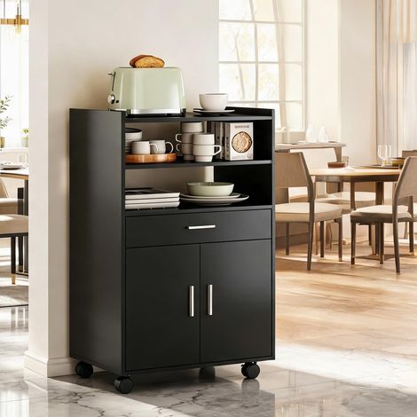 Buffet coloris noir en MDF 59 x 40 x 92 cm (1/5)