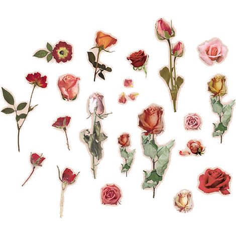 40 Étiquettes Adhésives Papier Floral Décoratif, Autocollants Mignons Exquis pour Carnet, Décoration Maison Rose (1/5)