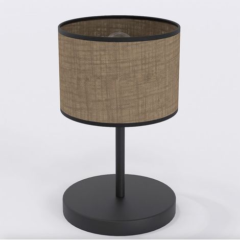 Lampada da tavolo ECO in acciaio nero opaco e tessuto marrone