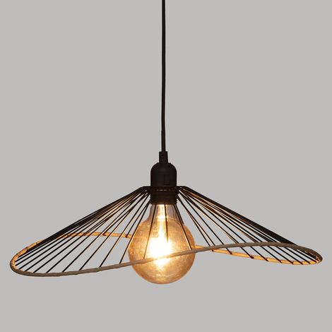 Atmosphera – Suspension métal filaire noire D45 – Fer et polyéthylène – Douille E27 – Hauteur réglable 80-95 cm – Design moderne pour intérieur (1/10)