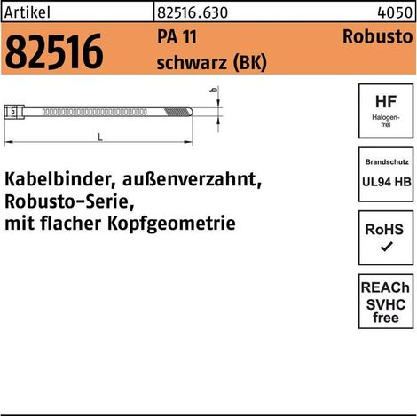 Kabelbinder R 82516 Robusto 9,0 x 355/92 Polyamid 11 schwarz