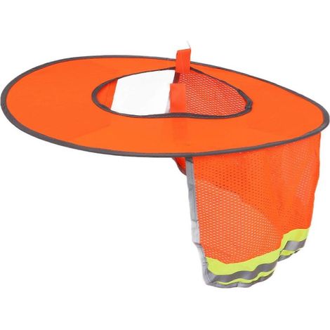 Pare-soleil pour casque de chantier, haute visibilité, été, bord intégral, maille, cou et bande réfléchissante, orange (1/5)