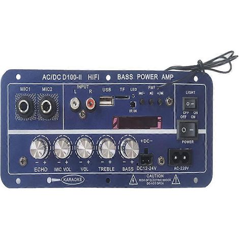 220V 12V Numérique Bluetooth Amplificateur Carte Subwoofer Double Microphone Karaoké Ampli Enceinte Maison Theater DIY (1/5)