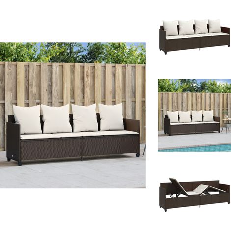 Sonnenliege mit Kissen Braun Poly Rattan - Sonnenliege - Gartenliege - Relax Liege - Poolside Lounge Chair - Outdoor Möbel (1/5)