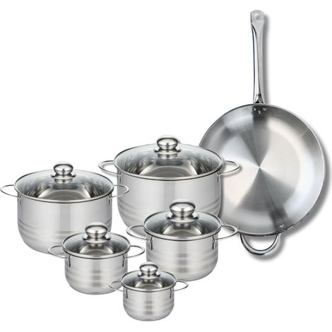 Ensemble de 1 Poêle de cuisson 32 cm et 5 faitouts 12, 14, 16, 20 et 24 cm Elo Profi Brillant (1/5)