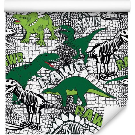 Carta da parati con dinosauri e altri animali per ragazzi, ideale per soggiorno e camera da letto, 50x1000 cm. (1/5)
