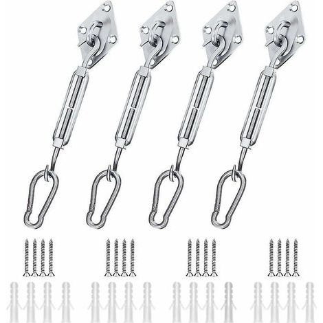 44 Pices Kit De Fixation Voile D'ombrage, Kit De Fixation Pour Voile De Jardin Pour Voile D'ombrage En Acier Inoxydable 304 Pour Triangle Carr Rec (1/5)