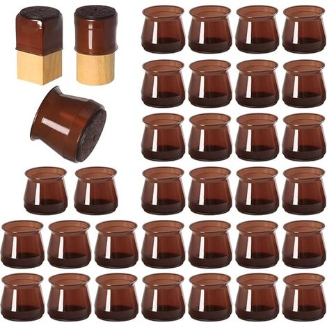 32-Pcs Silikon Stuhl Bein Boden Protektoren für Hartholzböden, Brown Filz Boden Stuhl Bein Abdeckungen, Frei bewegliche Tisch Bein Abdeckungen, Hocker Bein Protektoren Kappen (Große Passform: 1.3'')