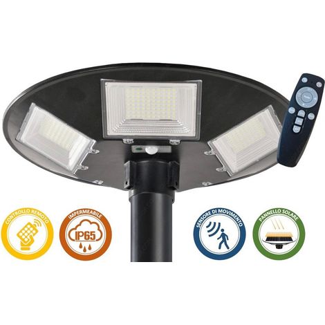 TrAdE Shop Traesio - Lampione Led Con Pannello Energia Solare 200 W Ip65 Sensore Movimento So-gd-200w - (1/5)