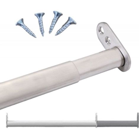 Barre télescopique réglable 400-700 mm, en acier argenté, pour armoires et niches (1/5)