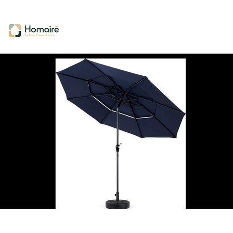 HOMAIRE Parasol auto-inclinaison 3 niveaux en aluminium 3m Bleu marine
