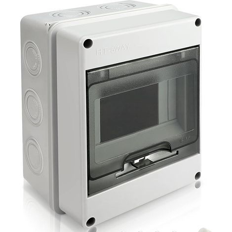 Coffret électrique étanche IP65 1 rangée 5 modules – Résine ABS – Pour installations extérieures et recharge solaire (1/5)
