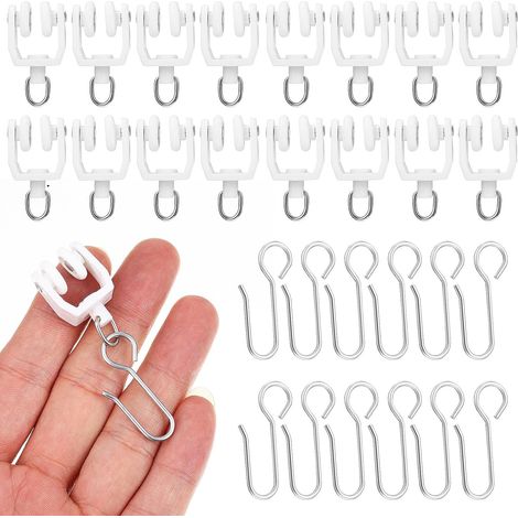 Lot de 30 Galets de Roulement et Crochets en Plastique et Fer pour Rails à Rideaux Coulissants Accessoires Silencieux et Solide Compatibles Rideaux Fenêtres Installation Facile (1/5)