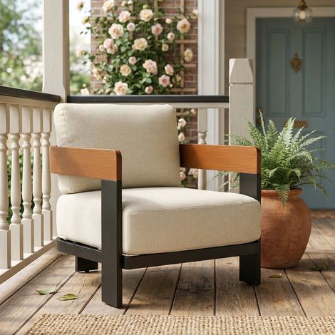 Tribesigns Chaise longue d'extérieur, Chaise de patio avec coussins et structure en aluminium (1/5)