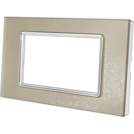 Placchetta per interruttore in vetro a 3 posti champagne cassetta 503 compatibile con bticino living light supporto cover (1/3)