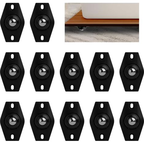 Lot de 12 roulettes pour Petits Meubles, roulettes à Billes Universelles 360 Degrés, Auto-Adhésives en ABS, Charge Maximale 15 kg, Noires, pour Meubles et Applications Industrielles (1/5)