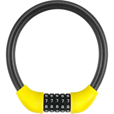 Lucchetto a cavo per bicicletta, lucchetto a cavo per bicicletta con combinazione a 5 cifre, testa grande e perno in metallo con nucleo di bloccaggio in rame, resettabile per bambini (1/5)