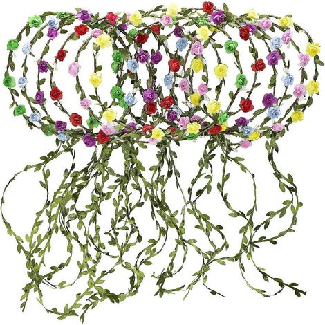 Couronne de fleurs multicolores assorties (12 pièces) pour femmes, jeunes filles et mariées (1/5)
