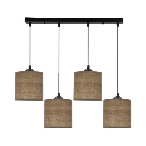 LEGNO LAMPE À SUSPENDRE NOIRE 15 4X40W E27 ABAT-JOUR EN NOYER
