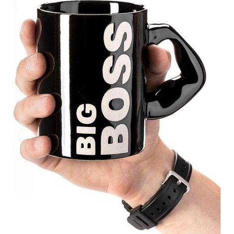 Taza de Chef, Negra, Brazo Musculoso, Cerámica, 450 ml, para Hombre, Café, Té (1/4)