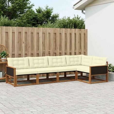 vidaXL Outdoor-Sofagarnitur mit Kissen 5 pcs Natur und Creme (1/5)
