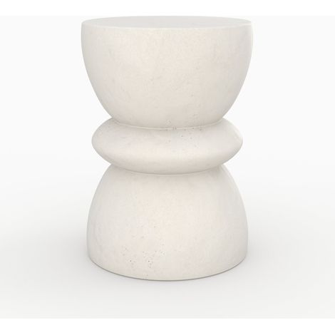 Table d'appoint ronde en béton blanc D35 cm - MAUPITI