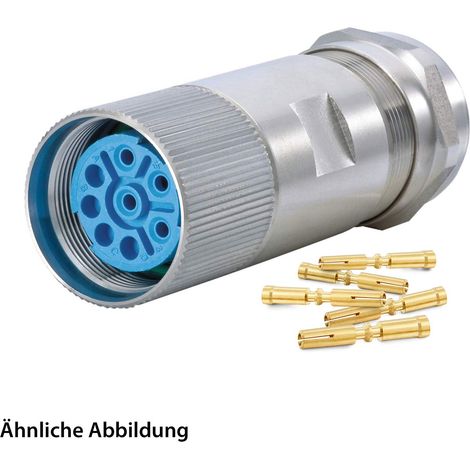 HUMMEL SET inkl. Kontakte M23 Leistung INOX Kabelsteckverbinder Crimpeinsatz gerade Polzahl 3+4+PE, Buchse Klemmbereich 7,0mm - 12,0mm - 1 Stück