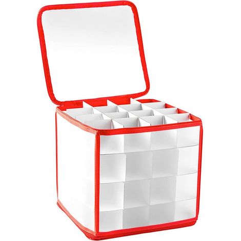 Aufbewahrungsbox für Weihnachtsdekoration – Kugelhalter – Sichere Aufbewahrung – Verstärkter Griff – 64 Fächer – Transparent (1/5)